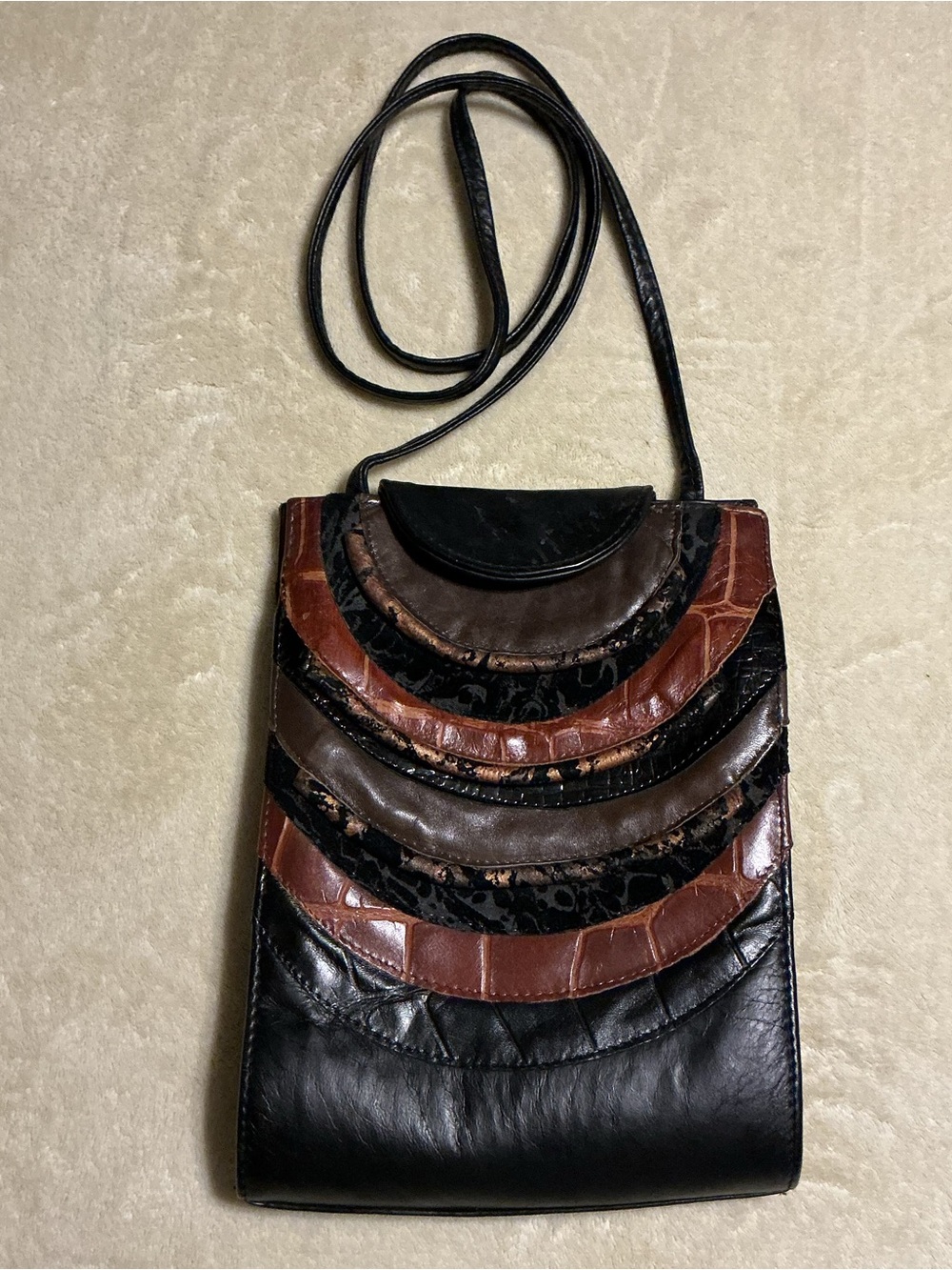 Pinky Multi-Panel Leather Crossbody - Black & Brown